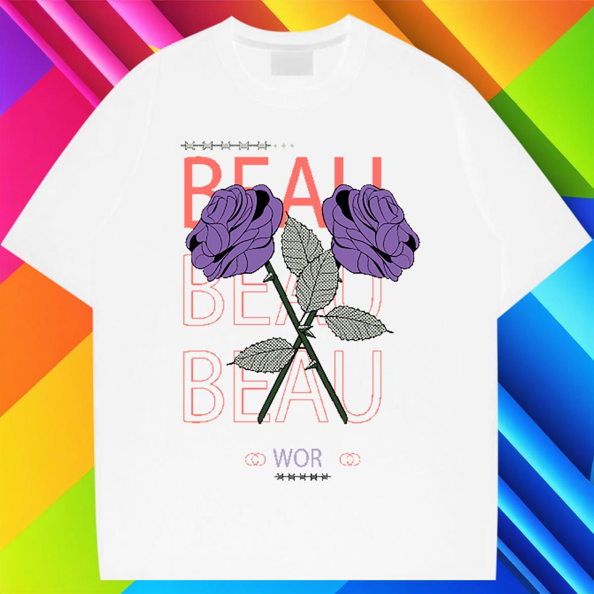 Free Shipping Couples T Shirts 100% Cotton 230g Daily Outfit ROSE DIY Logo Oversized Breathable Short Sleeve Classic T-Shirts Tees