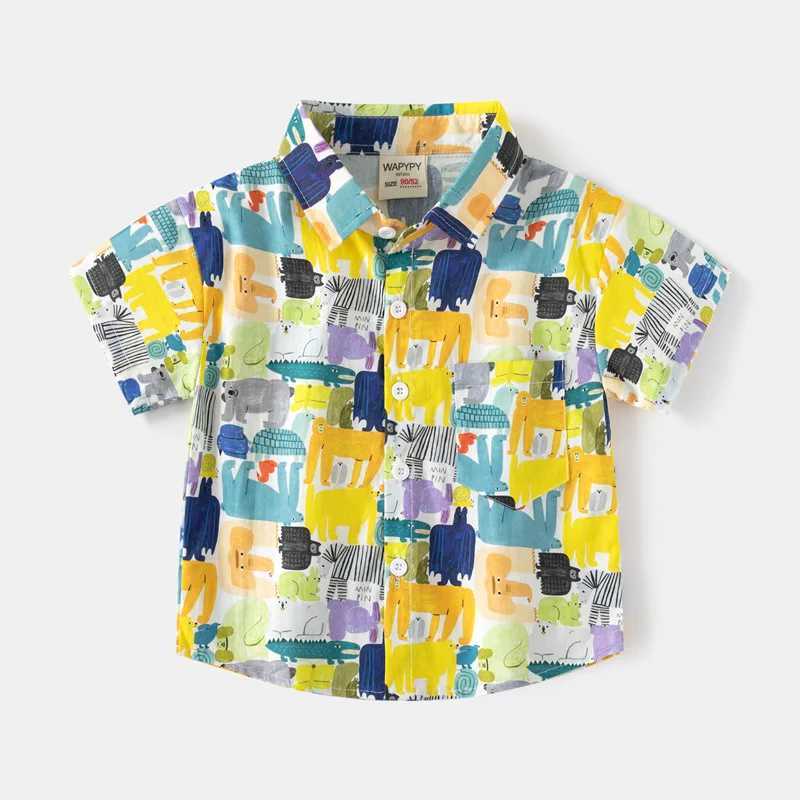 Full printed fabric boys style cotton childrens top summer childrens clothingW240729