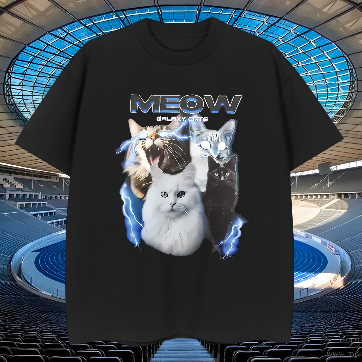 TOP Quality Men Tops Tees 230g Pure Cotton Casual Beach cat Black White Crew Neck Breathable Designer Fashion T Shirts Men Polos