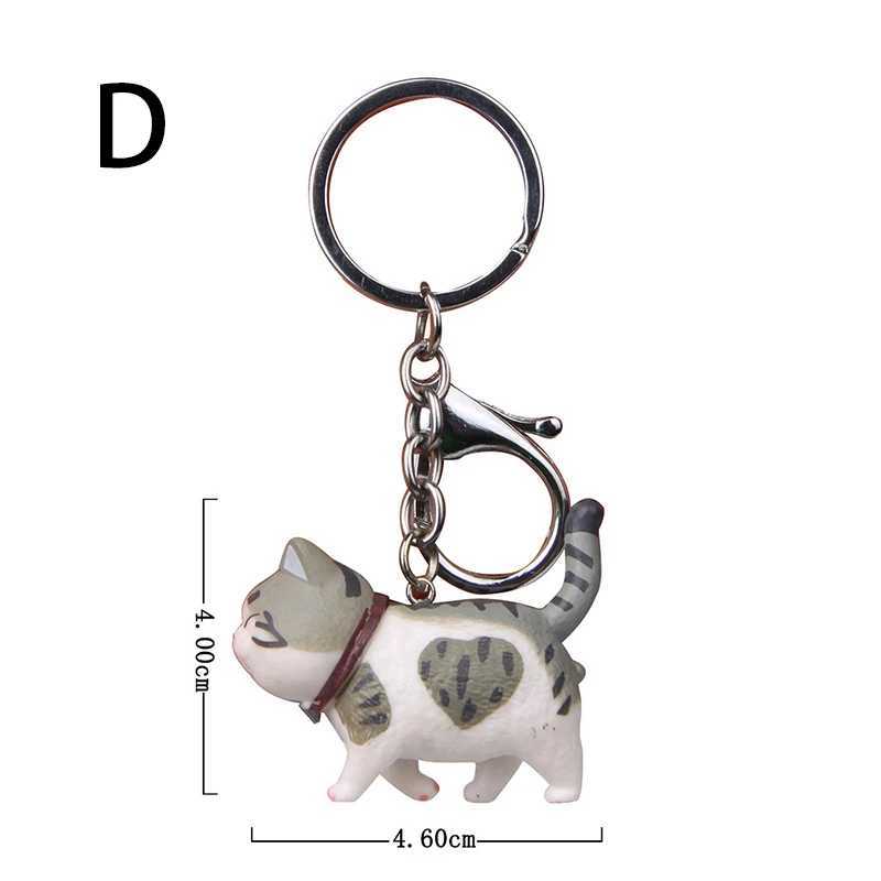 Cute Cartoon Kitten Fat Cat Keychain SelfHealing Warm Series Japanese Keyring Round Rolling Simple Cat Handmade Korean Car BagL240729