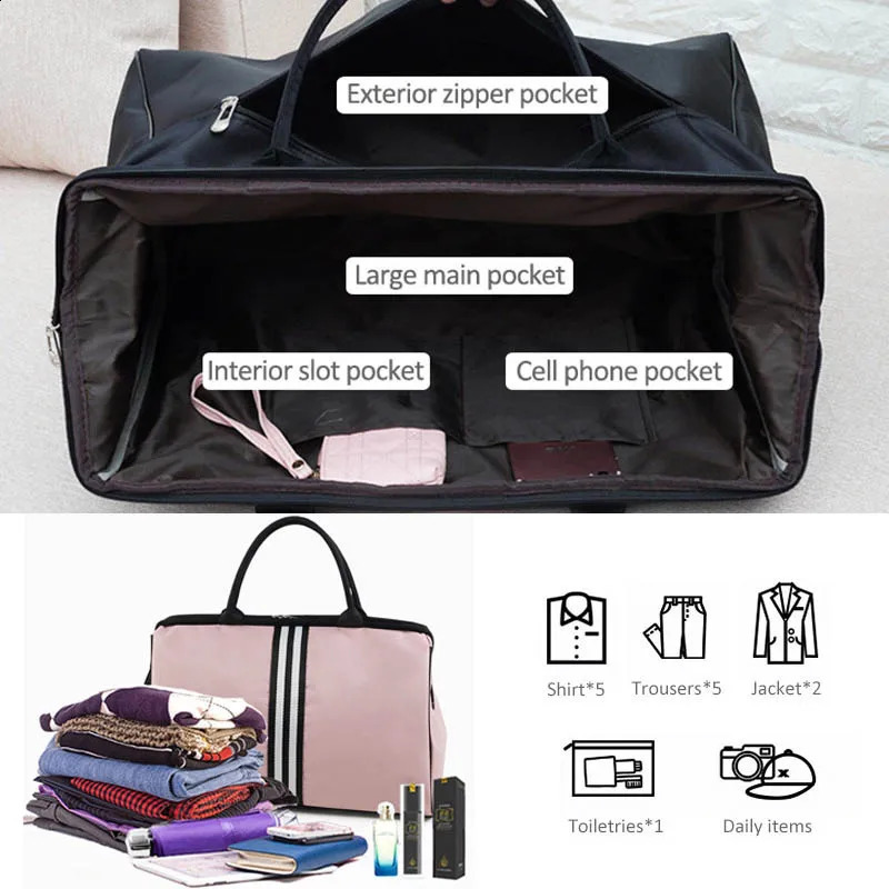 Women Overnight Weekend Fitness Bag Ladies Stripe Yaga Gym Big Travel Bag Light Men Foldable Outdoor Bags Korean XA37WB 240729