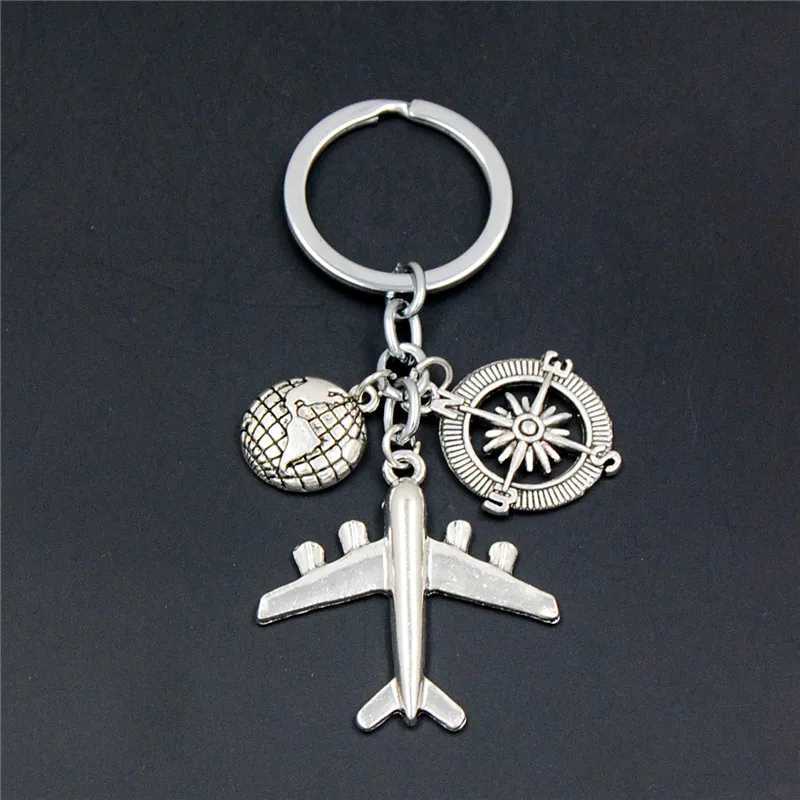 1PC Earth Airplane Keychains No Matter Where Pendant Travel Keyring Friendship Best Friend Jewelry Diy HandmadeL240729