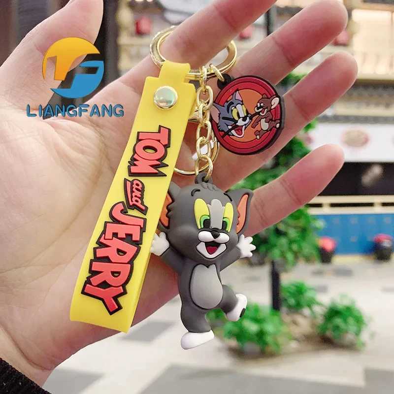 Tom and Jerry Anime Cartoon Ornament Keychain Car Key Bag Pendant Cute Cat And Mouse Action Doll Collectibles Kids Gift ToysL240729
