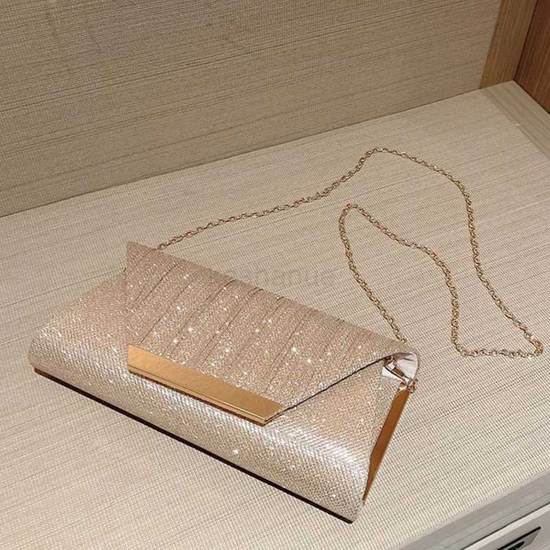 Glitter Envelope Handbag Women Shiny Gold Folded Long Purse Female Fashion Day Clutch Bling Bridal Wedding Party Evening BagXJ240729
