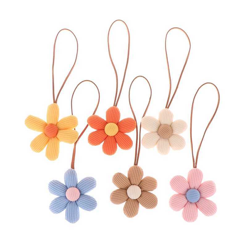 3D Color Six-petal Flower Name Sticker Pendant Fabric Flower Doll Anti-lost Lanyard Luggage Tag Charm Keychain Bag Decor ToysL240729