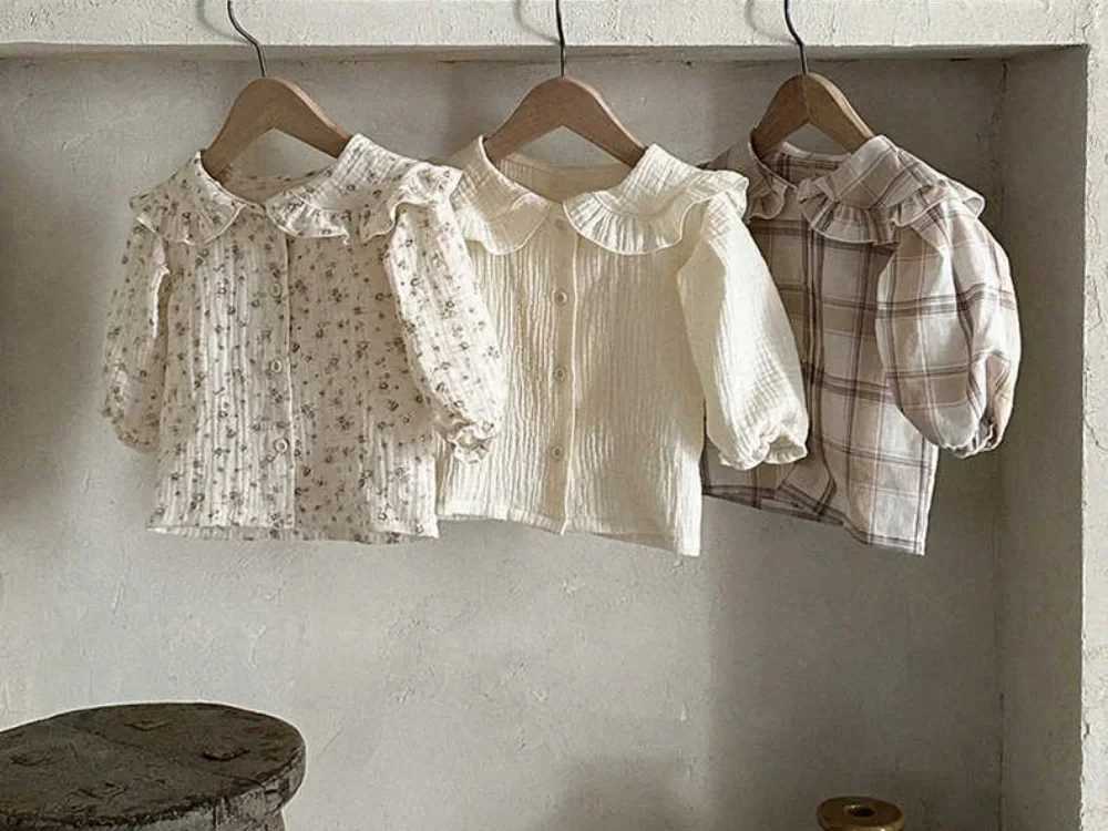 Spring fashion plain baby girl shirt with full sleeves and floral bottoms for young children and girlsW240729