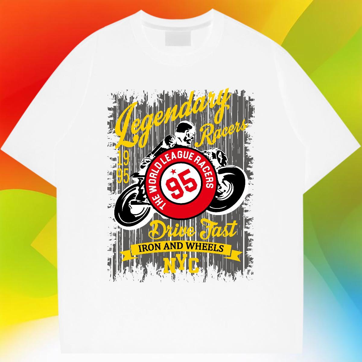Unisex Mens Tshirts 230g 100% Cotton Street Casual Motorcycle DIY Short Sleeve O-Neck Fashion Casual T-Shirts for Men Clothings