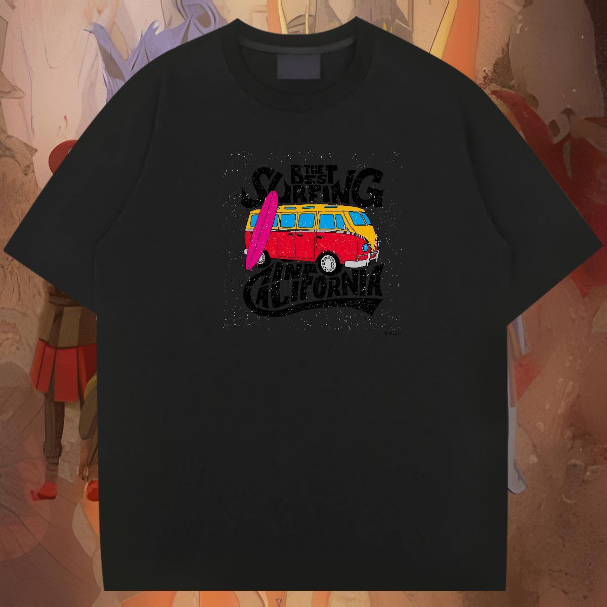 Loose Couples T Shirts 230g Pure Cotton Casual Beach car Plus Size Cartoon Breathable Short Sleeve Custom T-Shirts Clothings