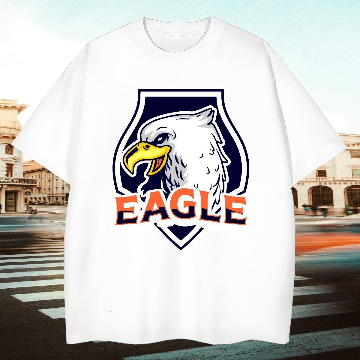 Loose Fit Men Tops Tees 100% Cotton 230g Street wear Hip Hop eagle DIY Printed Breathable Crew Neck Free Shipping Man T Shirts Wear