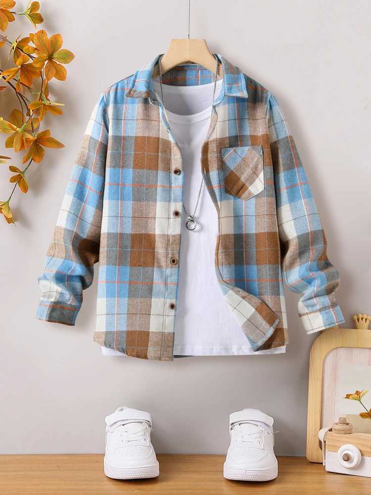Mens plain weave shirt long sleeved button up top spring and autumn outerwear jacketW240729