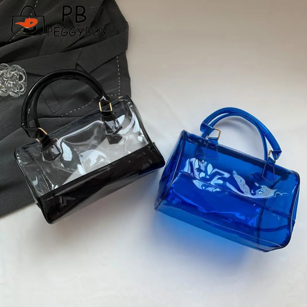 Transparent See Through Bag Waterproof Boston PVC with Zipper Solid Color Women Working Concert 240817