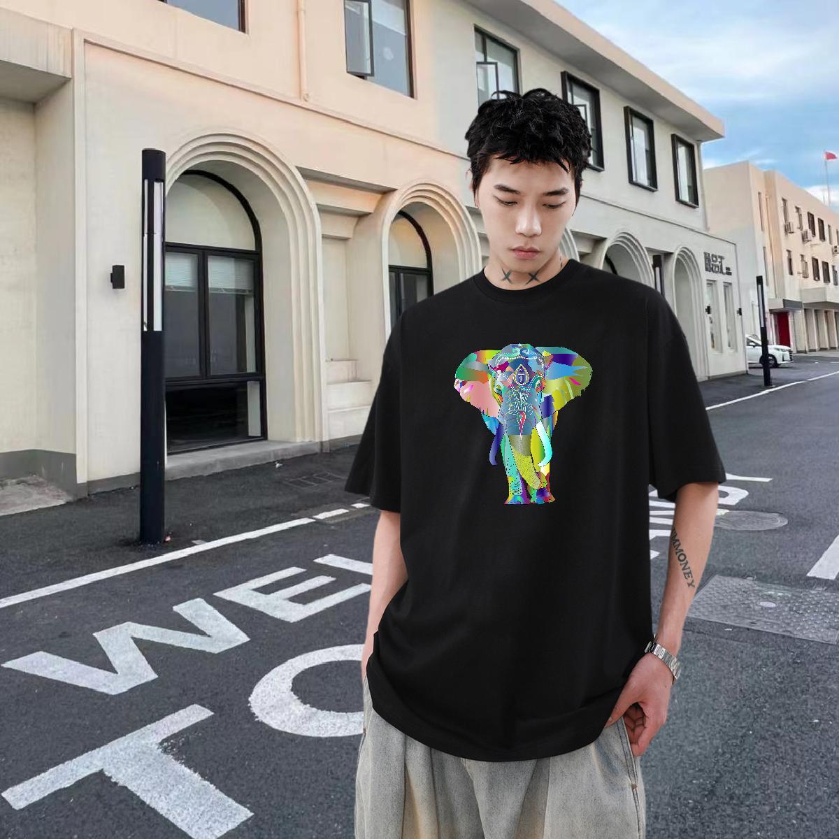 Classic Tshirt for Man Woman 230g Cotton Daily Outfit Elephant Custom Big Size Breathable Soft Brand Mens T Shirts Tees Shirts