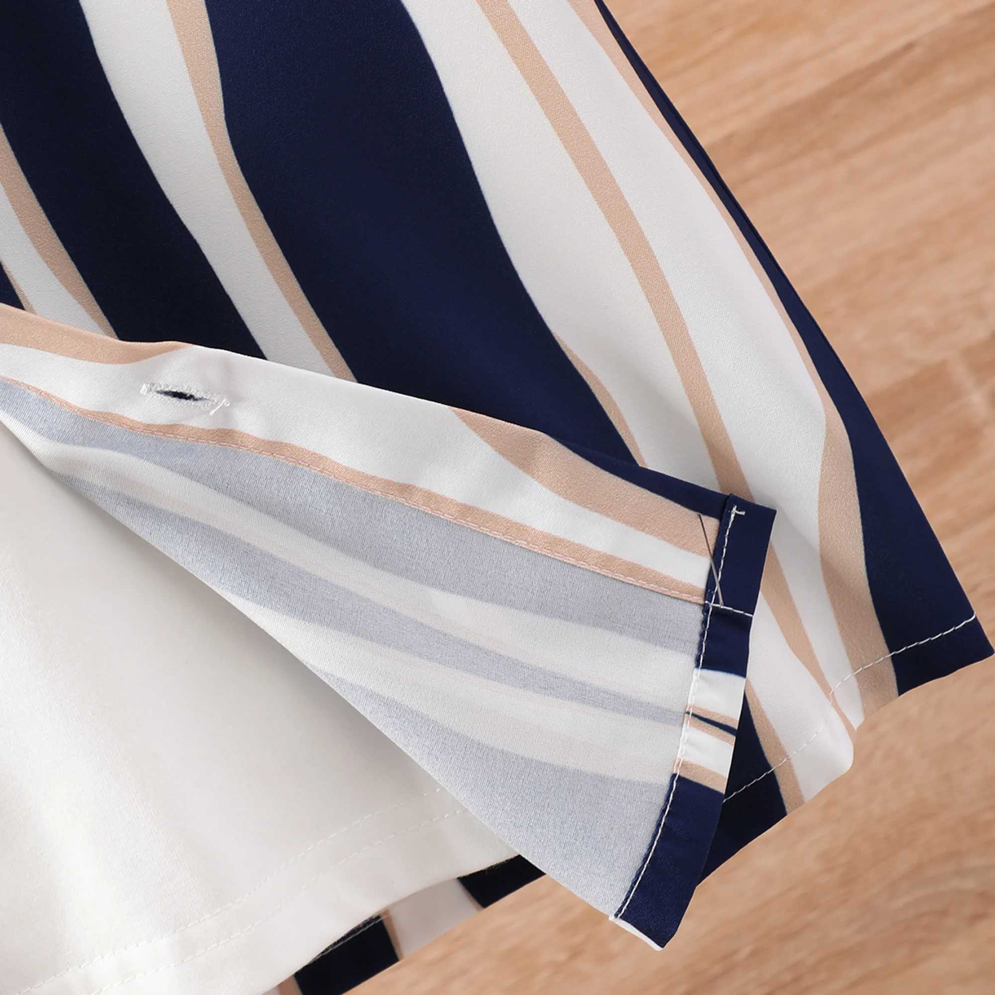 Summer boys new childrens clothing short sleeeved lapel striped shirt casual minimalist top 8 9 10 11 12 13 14 yearsW240729