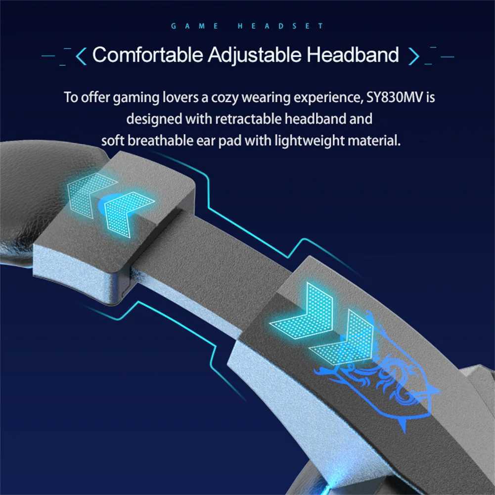 Gaming Headset With Mic Stereo Over Ear Headphones Cool Lighting Wired Headsets For Smart Phones Computer Laptop TabletM240729