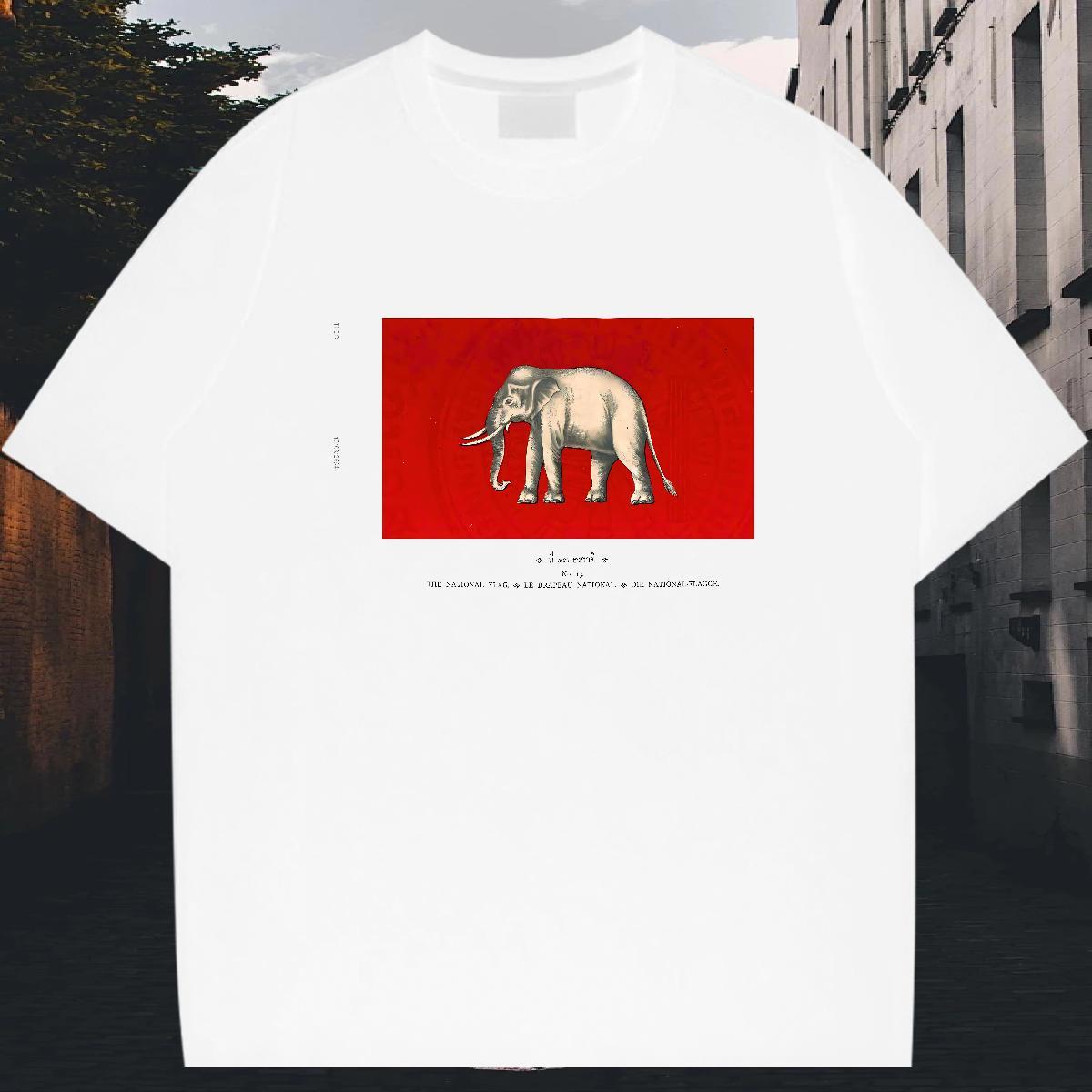 Classic Mens Tshirts 230g 100% Cotton Anime Printing Street elephant Custom Anime Breathable Short Sleeve New Man T Shirts Clothes