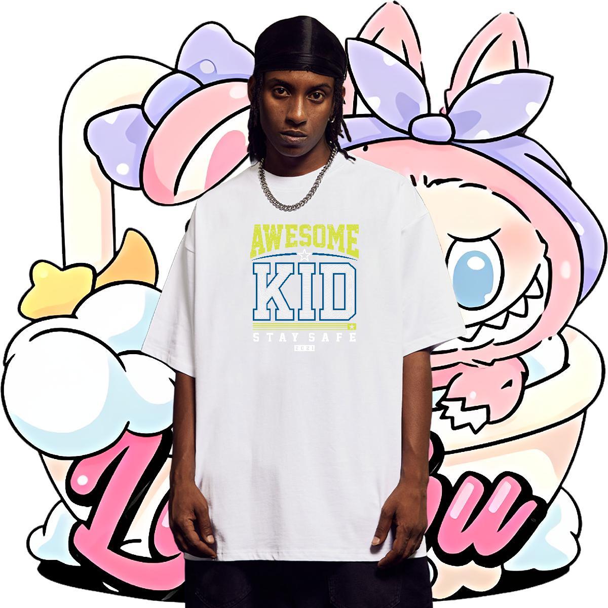 Unisex Couples T Shirts 230g Cotton Anime Printing Street letter Custom Cartoon Breathable Short Sleeve Fashion Mens T Shirts Polos