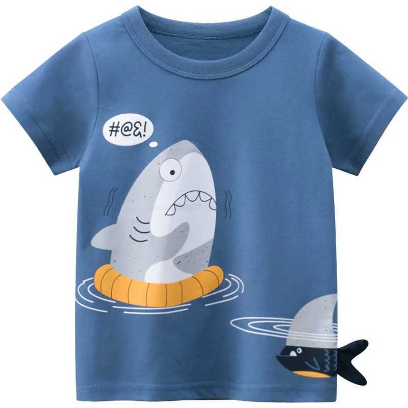 T-shirts 2-8T Cotton Boys T Shirt Toddler Kid Summer Clothes Short Sleeve Infant Top Animals Print tshirt Cute Sweet Children Tee OutfitsL24729