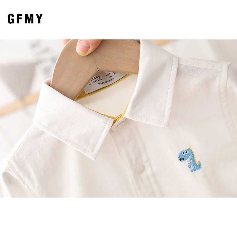 GFMY Boys Shirt 2021 Autumn New Cotton Long Sleeve Casual Shirt Baby Boys Cartoon Dinosaur Embroidery Shirt Childrens ClothingW240729