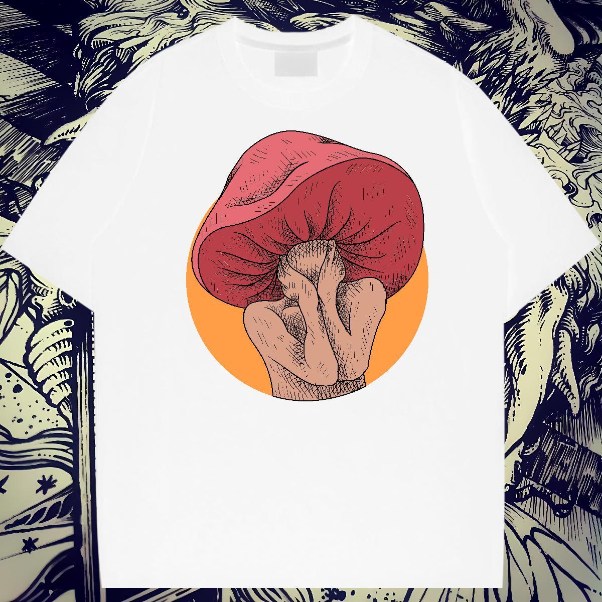 Designer Tshirt for Man Woman 230g 100% Cotton Summer Casual mushroom Graphic Crew Neck Breathable Fashion T Shirts Men Clothes