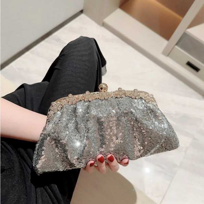 Dark Blue Clutch Bag Women Bling Sequin Purses and Handbag Diamonds Womens Wallet Chain Shoulder Female Party Clutch Z246XJ240729
