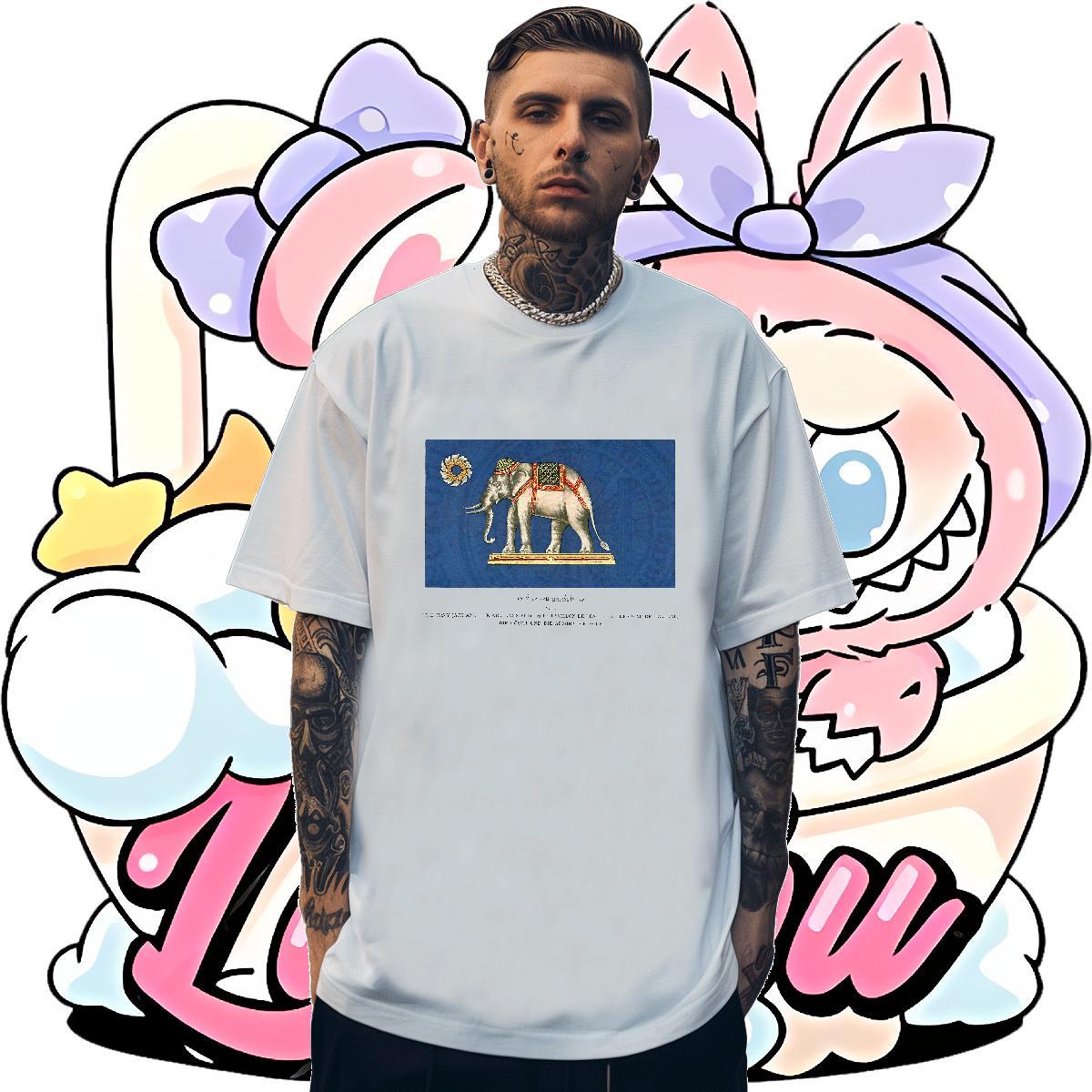 Cool Men Tops Tees 230g 100% Cotton Daily Wear elephant Oversized 3XL 4XL Short Sleeve O-Neck New Man T Shirts Tshirts