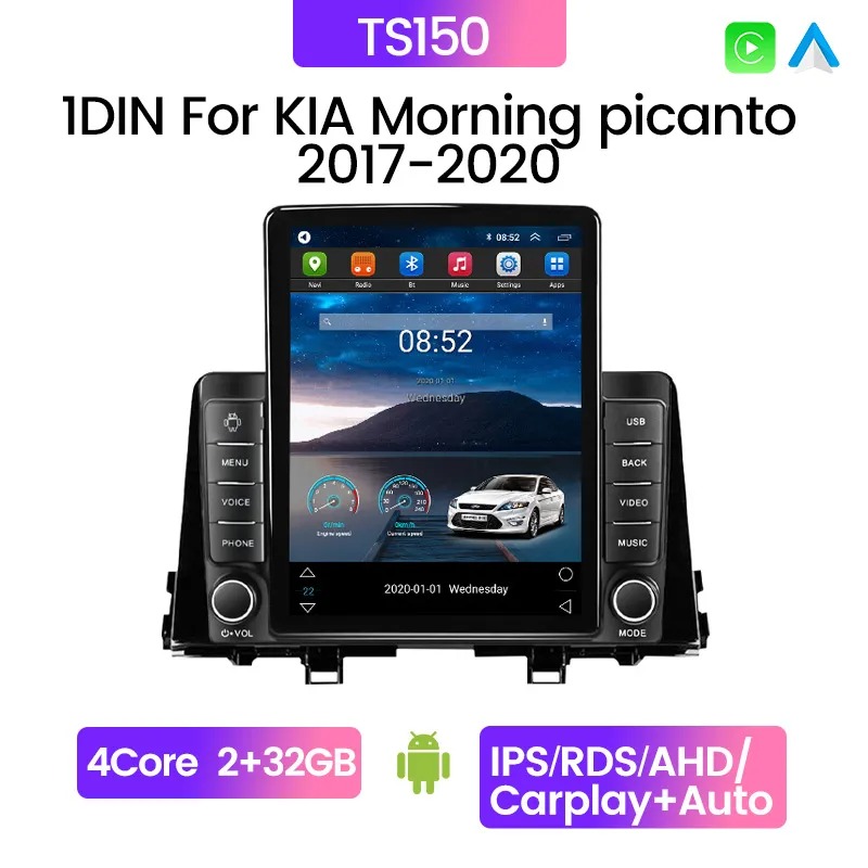 2 DIN Android 13 Car Video Stereo Radio Multimedia Player for KIA PICANTO Morning 2016-2019 Multimedia Stereo GPS BT