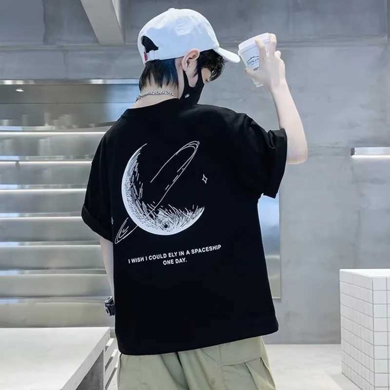 T-shirts Boys Short-sleeved T-shirt Summer Childrens Summer Dress Half-sleeved Black Top New Middle And Big Childrens Trendy T-shirtL24729