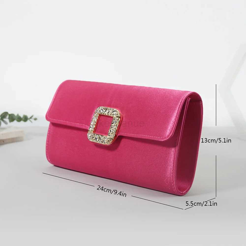 Rhinestone Square Buckle 2023 Dinner Bag High-end Satin Diamond Womens Bag Bridal Wedding Clutch Purse Shoulder Bag Luxury PromXJ240729