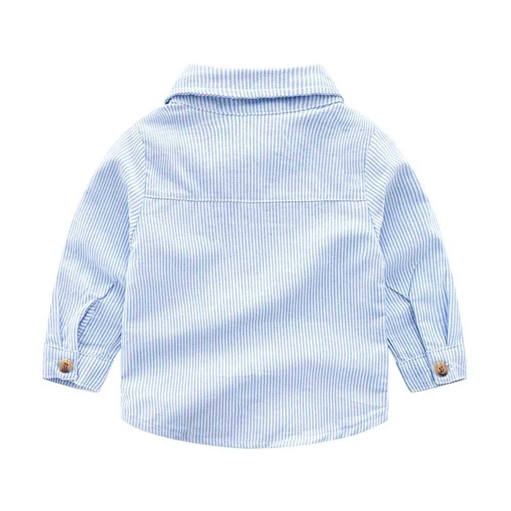 Korean version autumn and winter childrens striped shirt cotton long sleeved boys shirtW240729