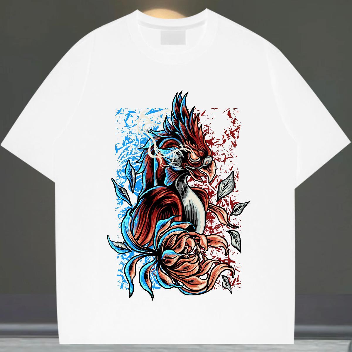 Brand Couples T Shirts 230g Pure Cotton Hip Hop eagle DIY Anime O Neck Short Sleeves Fashion T-Shirts for Men Top Tees