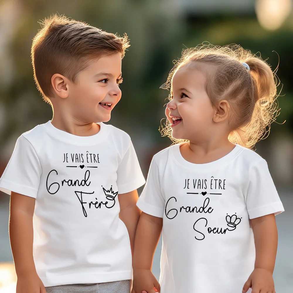 T-shirts I Am A Big Brother Big Sister Print T-shirt Pregnancy Announcement Boys Girls Shirt Kids Summer Clothes Child Short Sleeve TopL24729
