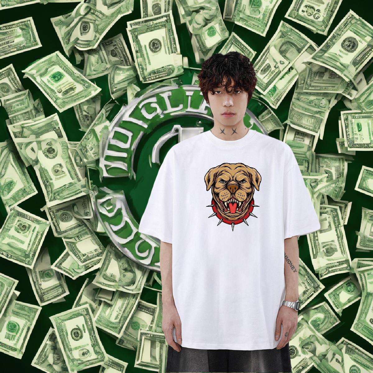 Cool Design Men Tops Tees 230g 100% Cotton Hip Hop Street dog Asian Size O Neck Short Sleeves Fashion T Shirts Men Top Tees