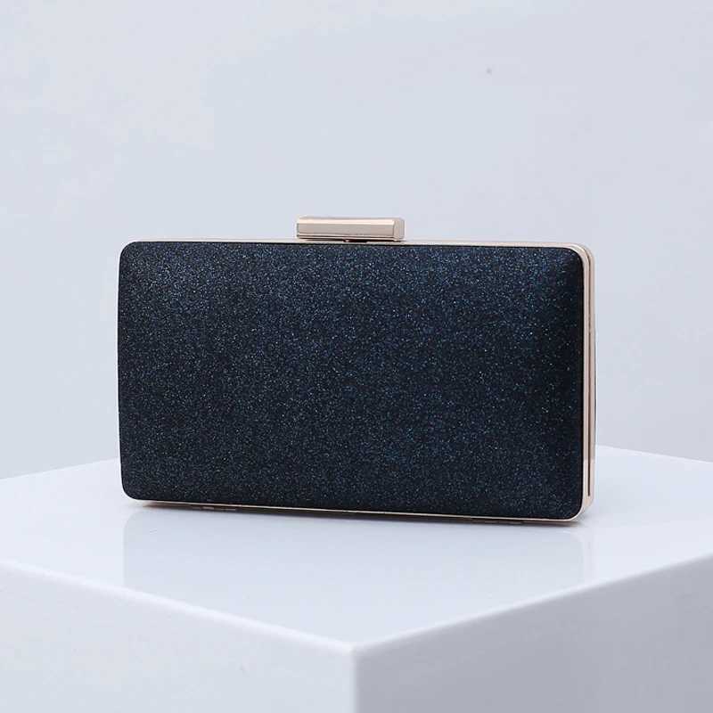 Dark Blue Shiny Clutch Purses for Laday 2023 Luxury Designer Retro Handbag Evening Bags and Crossbody Shoulder Phone WalletXJ240729