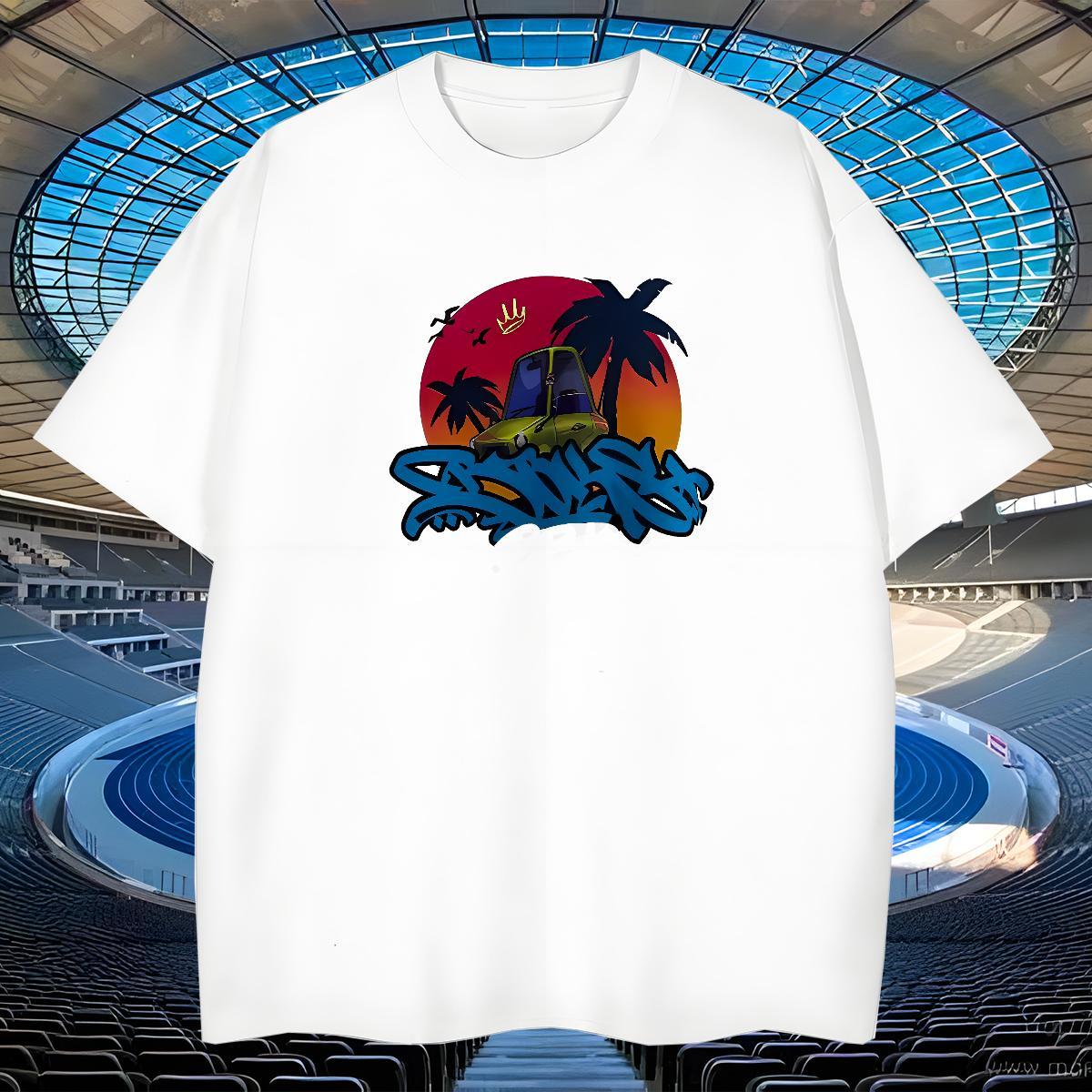 Soft Tshirts 230g Pure Cotton Sport car DIY Printed Short Sleeve Soft 2024 New T Shirts Men Tops