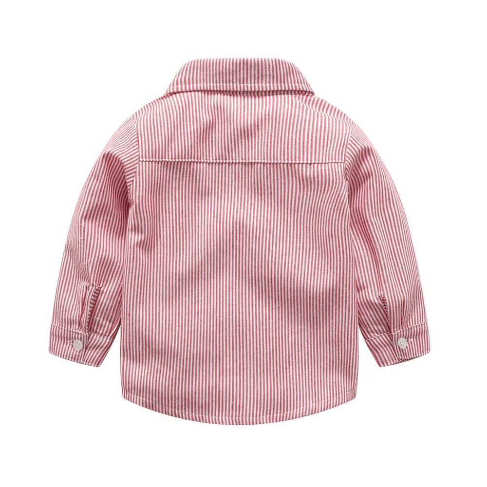 Korean version autumn and winter childrens striped shirt cotton long sleeved boys shirtW240729