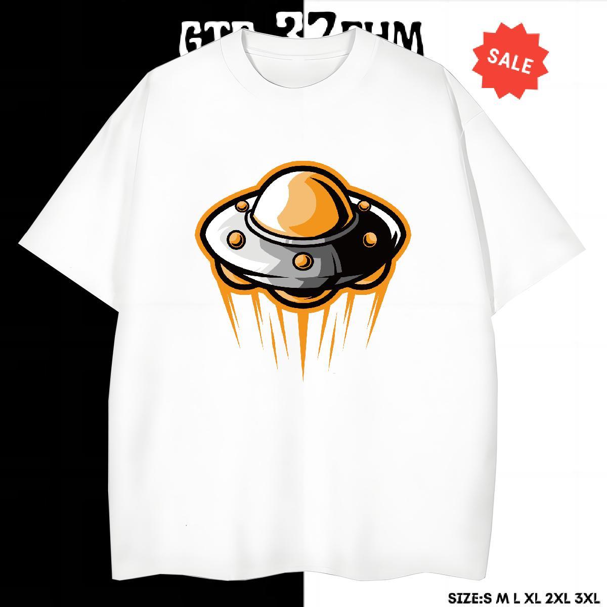 Loose Fit Men Clothes T-Shirt 230g Pure Cotton Home Outdoor UFO Graphic Breathable Short Sleeve DIY Customized T-Shirts for Men Tops Tees