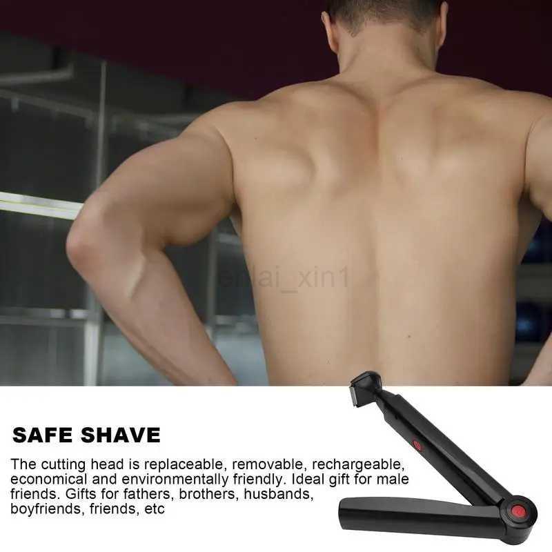 Body Shaving Groomer Back Hair Shaver Trimmer Electric Hair Removal Groomer USB Rechargeable Foldable Man Back Razor Shaver GiftY240729