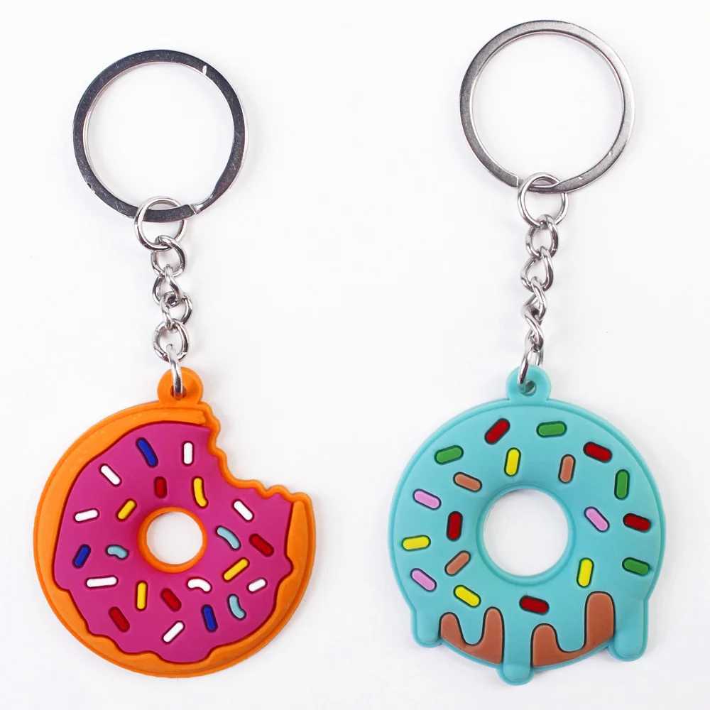 Creative Sweet Donut Keychain Party Favors Kids Food Pendant Keyrings Bagpack Ornaments Accessories Christmas New Year GiftsL240729