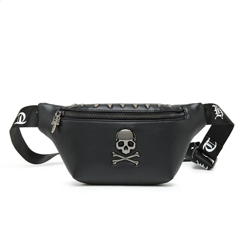 Men Punk Waist Bag Belt Bag Fashion Skull Pattern Fanny Pack Hip Packs Multifunction Outdoor Male Waist Pack Crossbody Bags 240729
