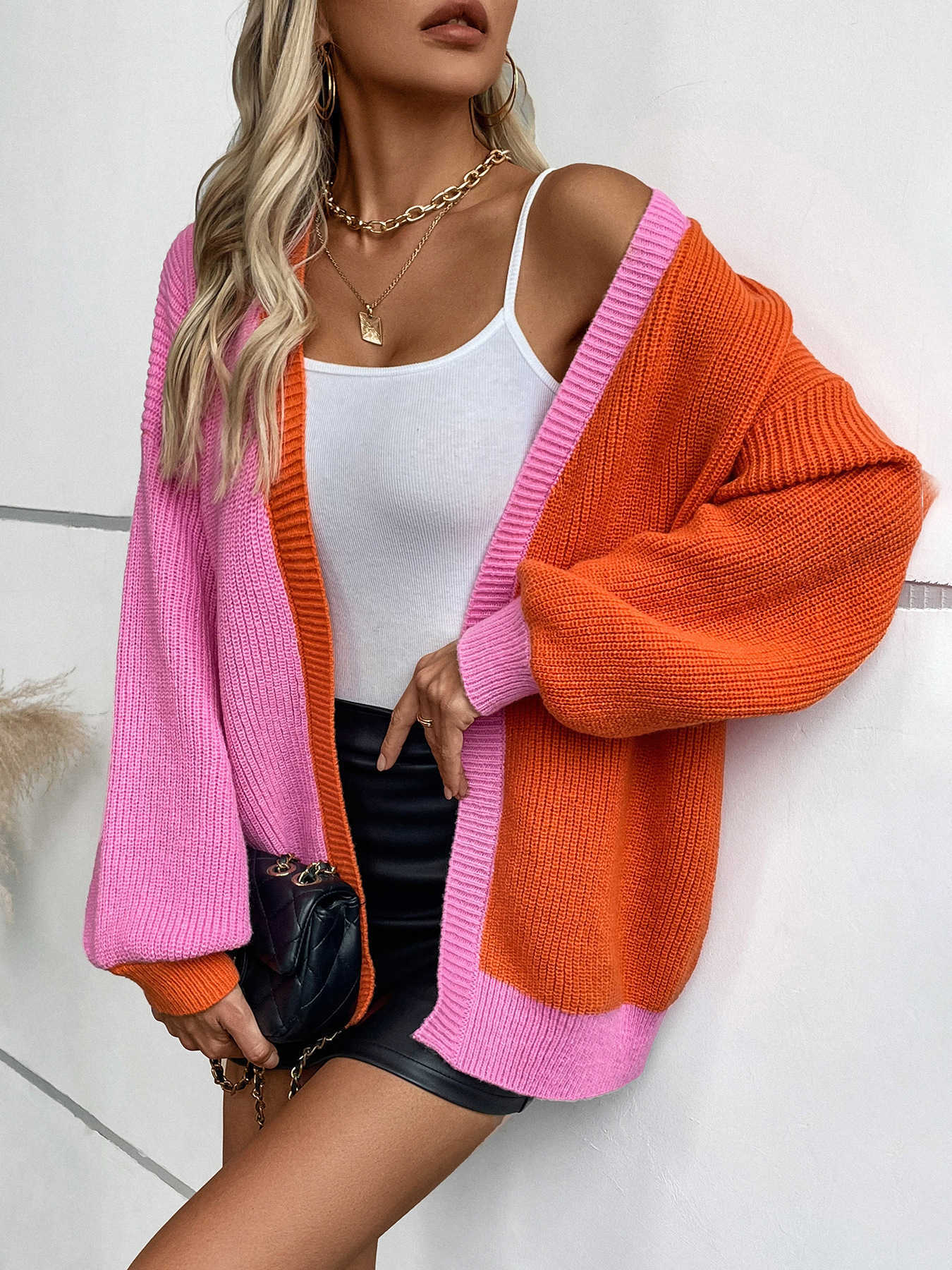 Women's Sweaters Matching color sweater female autumn and winter new casual loose long sleeve knitted cardigan coat for women Q240729