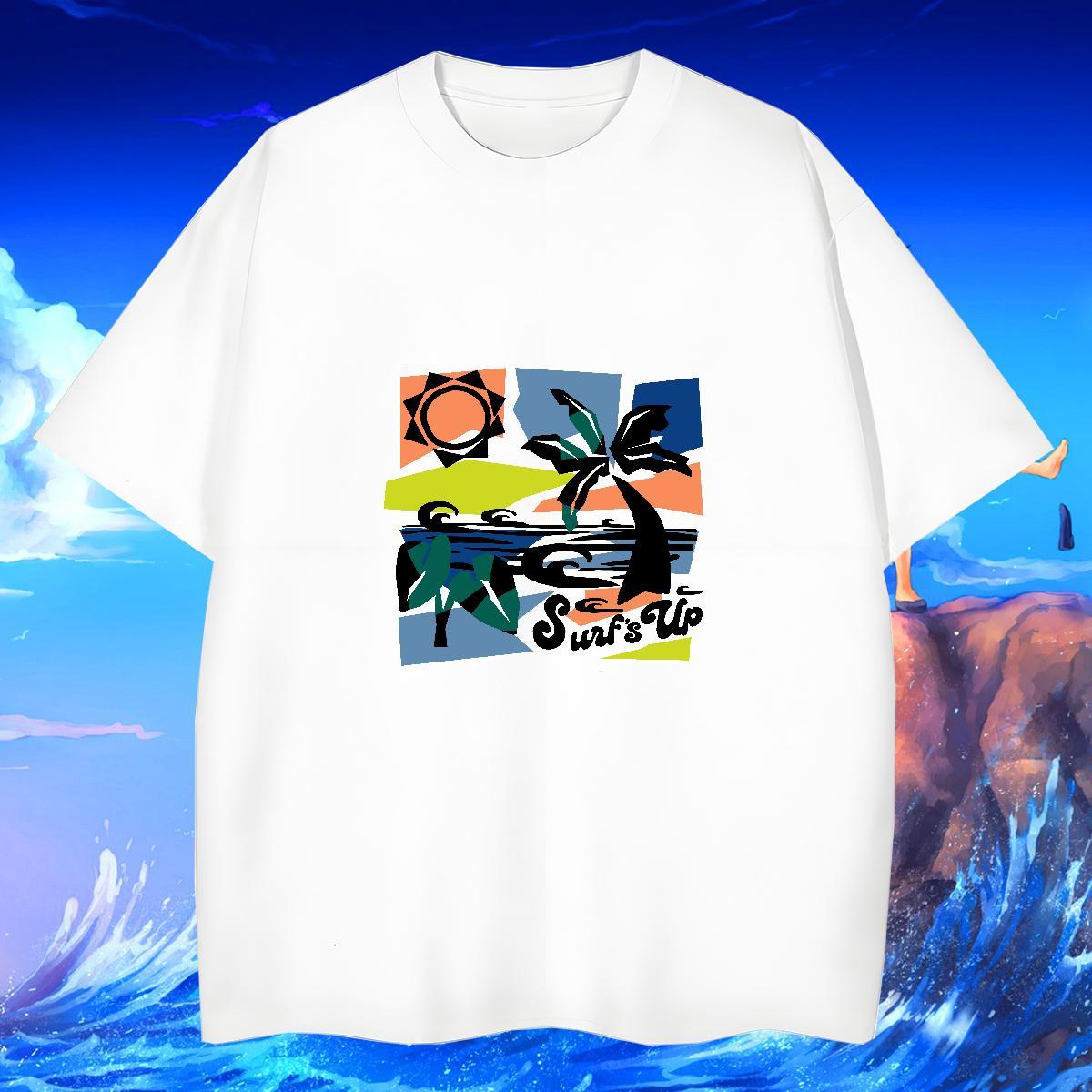 Cool Design Men Tees 230g 100% Cotton Beach tree Anime Breathable Crew Neck Brand Mens T Shirts Tops Shirt