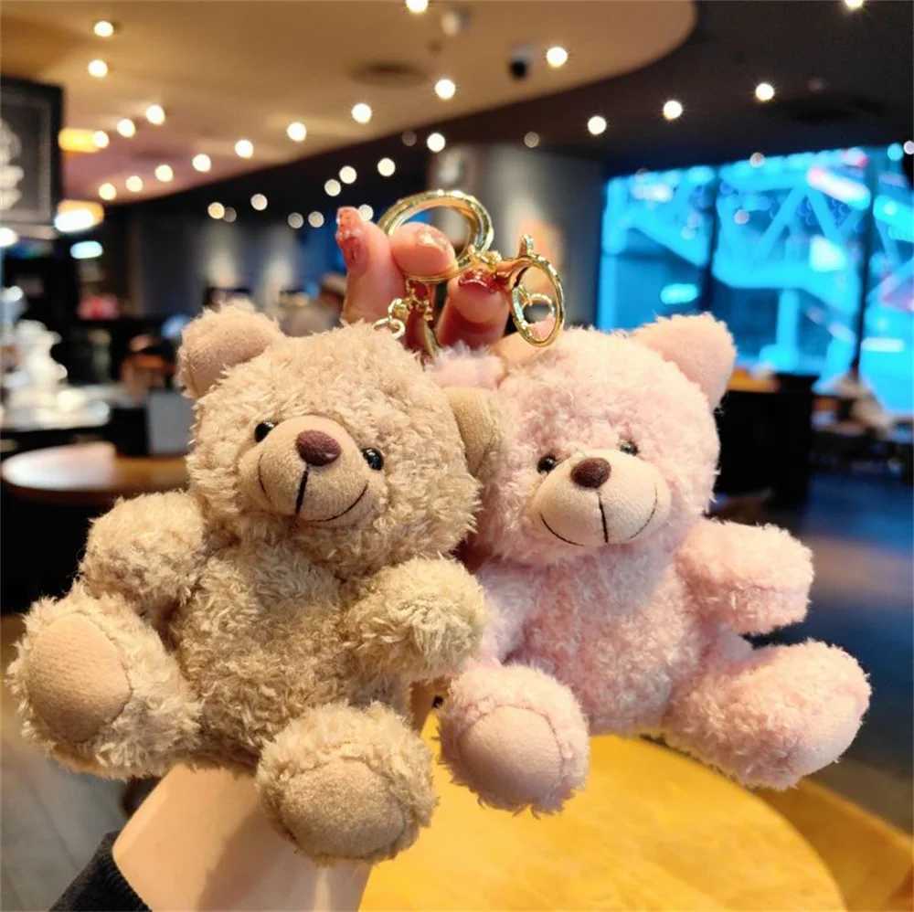 Cute bear cartoon keychain plush doll car key chain girl bag pendant claw machineL240729