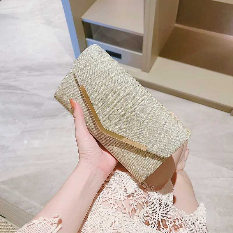 Women Evening Clutch Bag Female Shiny Clutch Wedding Purse Party Banquet Black Gold Silver Clutches Bag Square Shoulder Bag NewXJ240729