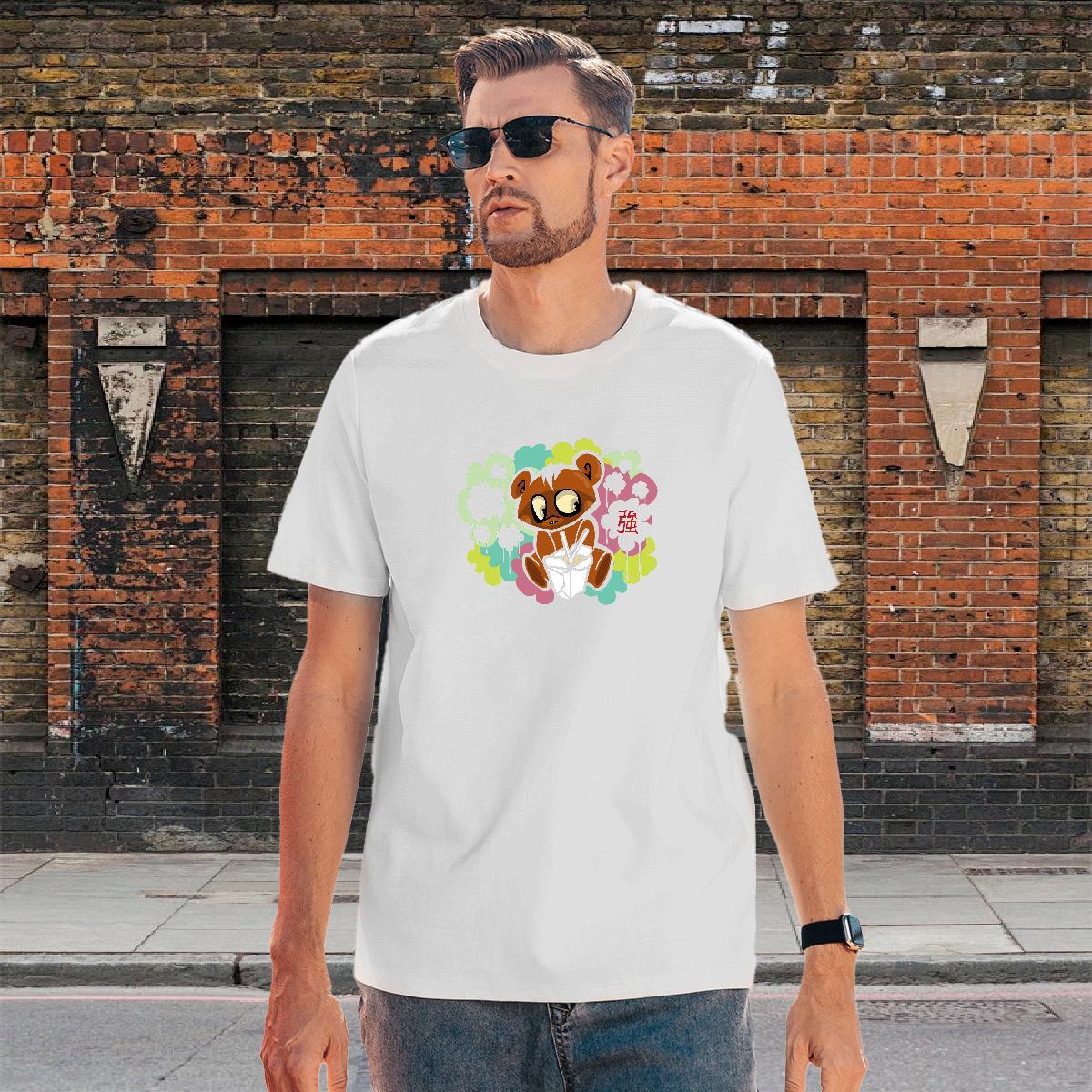 Comfortable Mens Tshirts 230g Pure Cotton Street wear Hip Hop bear Customized Print Crew Neck Fashion T shirt Polos