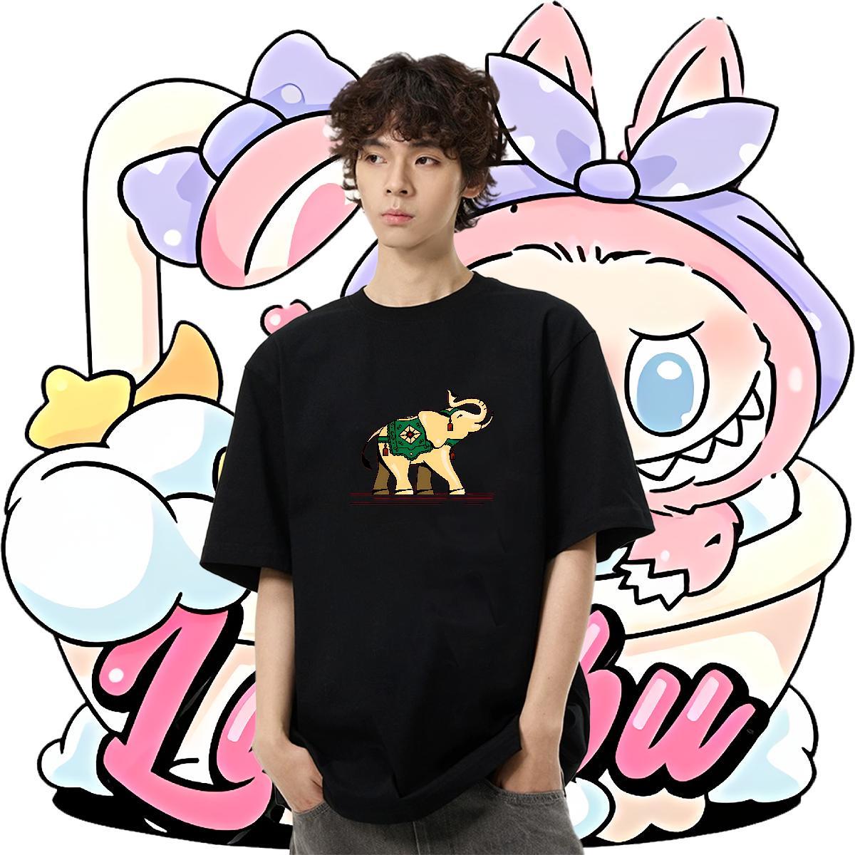 High Quality Men Clothes T-Shirt 230g 100% Cotton Outdoor elephant Oversized 3XL 4XL Crew Neck New Designer Men T Shirts Tshirts