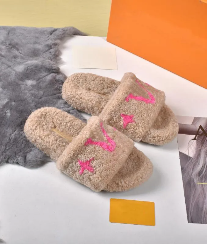 PASEO FLAT COMFORT MULE Luxury Designer women sandals indoor outdoor slides Wool rubber slippers khaki