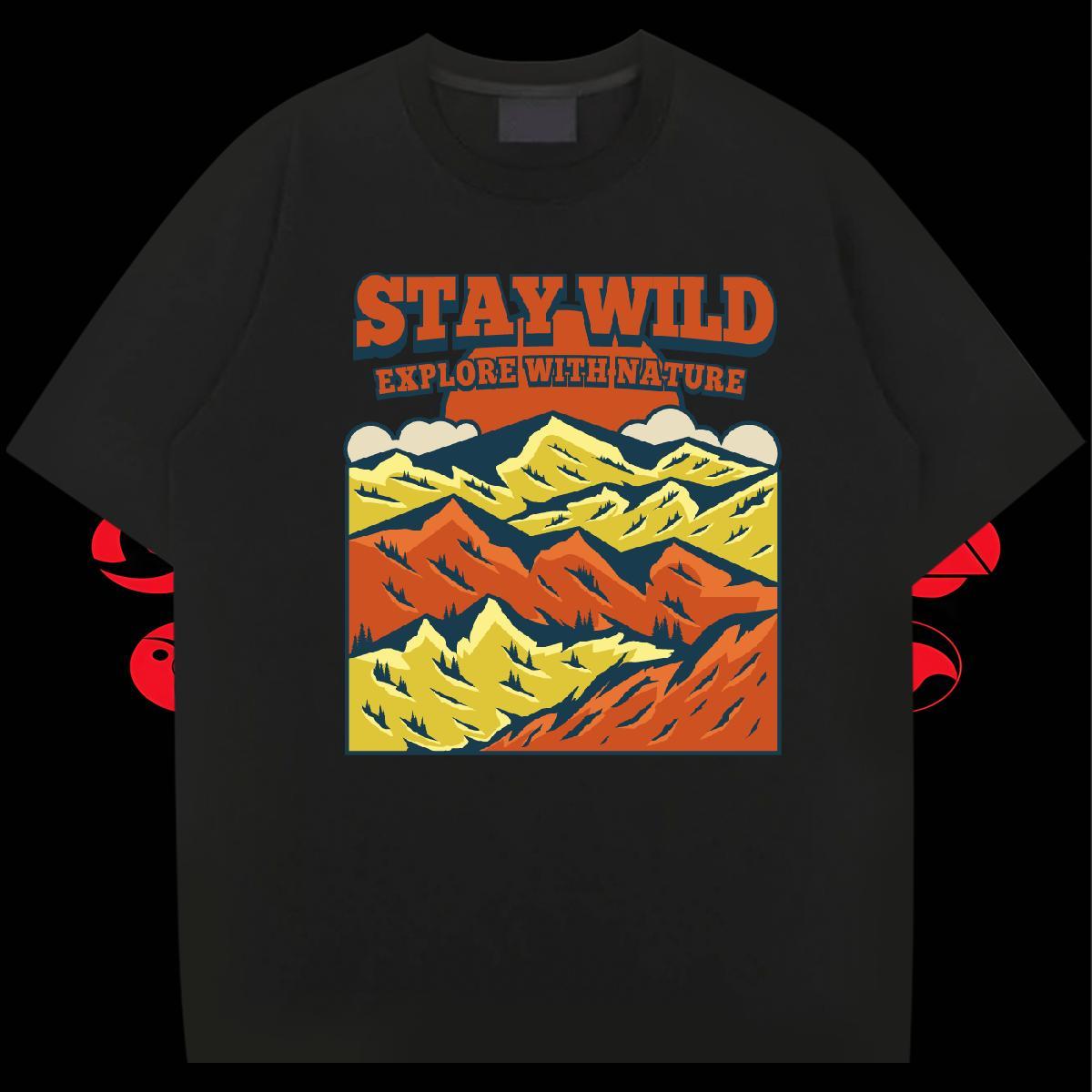 TOP Quality Men Tees 230g Pure Cotton Casual mountains Graphic Crew Neck Breathable Custom T Shirts Men Tshirts