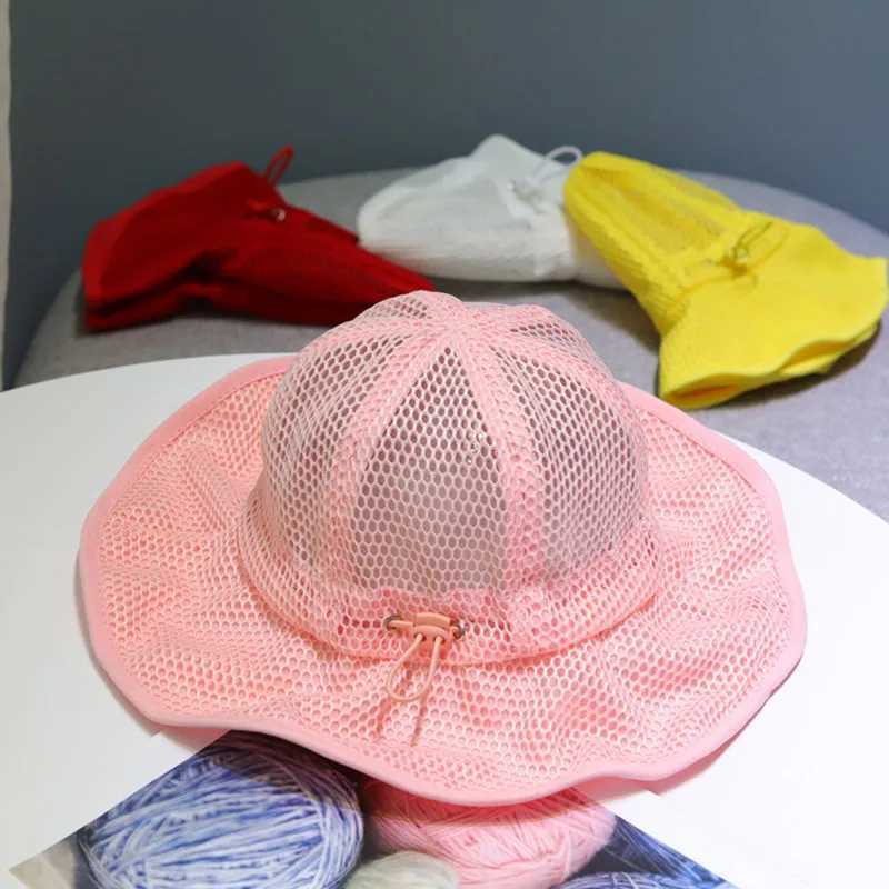 Summer Children Bucket Hat Mesh Breathable Panama Hats For Kids Adjustable Sun Hat Boys Girls Outdoor Beach CapXJ240729