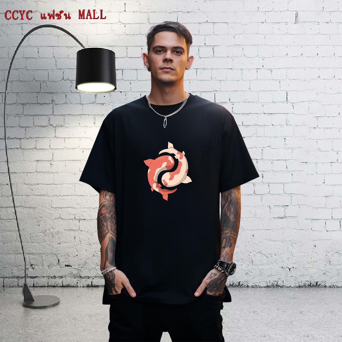 Loose Fit Couples T Shirts 230g 100% Cotton Outdoor fish Custom Cartoon O Neck Short Sleeves Fashion Men T Shirts Top Tees
