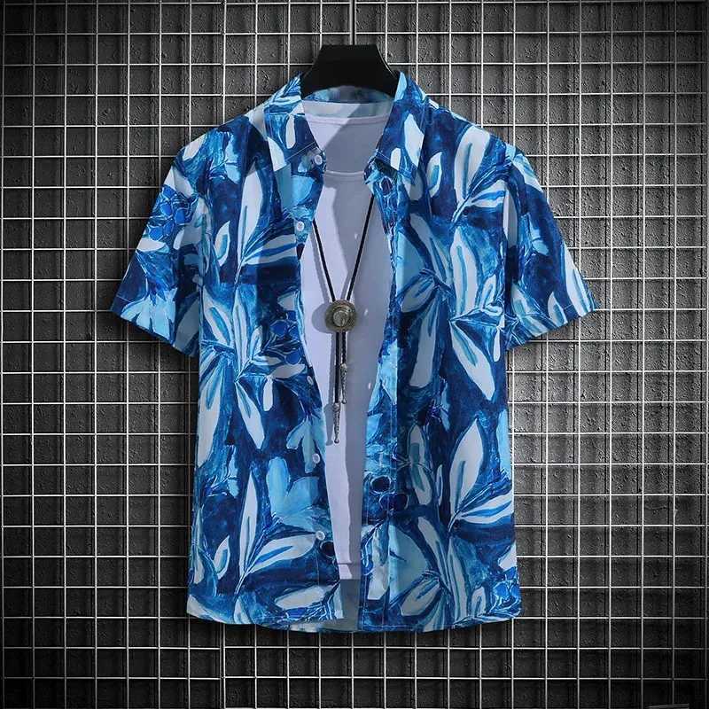 Summer vacation floral print shirt for children and boys short sleeved new cool top casual and fashionable clothing for children and girlsW240729